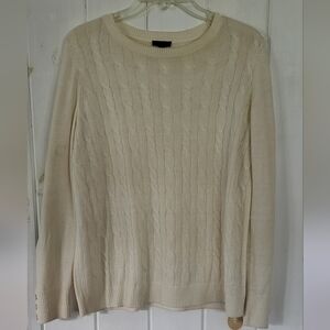 Talbots Soft Lambswool Crewneck Cable Knit Sweater